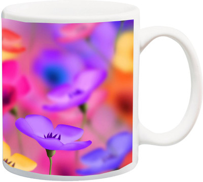 

ME&YOU Special Colorful butterfly on Flower 3D printed Ceramic Mug(325 ml), Multicolor