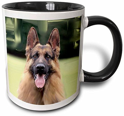 

3dRose mug_4434_4 German Shepherd Two Tone Black, 11 oz, Black/White Ceramic Mug(60 ml), Multicolor