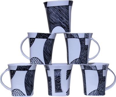 

Pearl Cups-P4 Bone China Mug(170 ml, Pack of 6), Multicolor