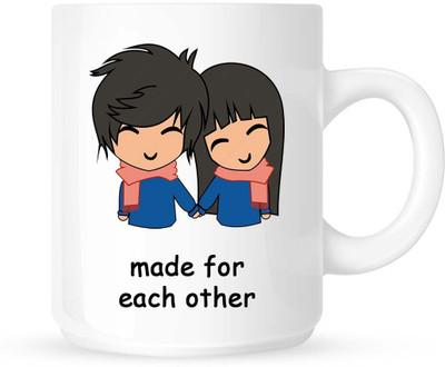 

HuppmeGift Couple White Ceramic Mug(350 ml)
