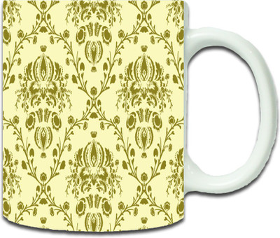 Maison N Mode Green Pattern Coffee Ceramic Mug(330 ml), Multicolor