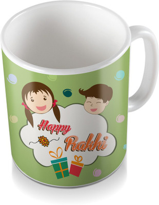 

SKY TRENDS Happy Rakhi Background Colorful And Green Gifts For Rakshabandhan Coffee Ceramic Mug(320 ml), White