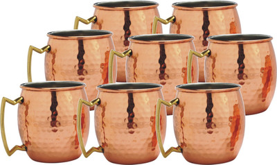 

Veda Home & Lifestyle VEDA COPPER HAMMERED MUG SET Copper Mug(3600 ml, Pack of 8), Brown