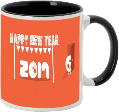 

AllUPrints Lets All Welcome New Year 2017 Black Ceramic Mug(325 ml)