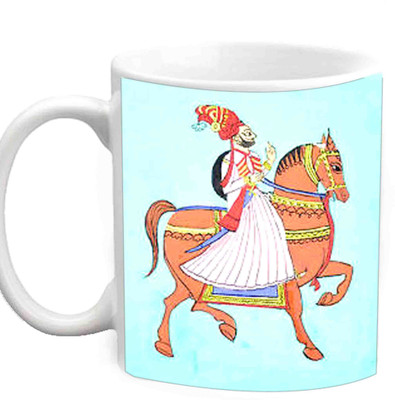 

Raj Laxmi King White Ceramic Mug(350 ml)