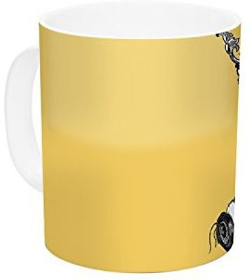 

Kess InHouse InHouse Catherine Holcombe Queen Bee Canary Yellow Ceramic Coffee, 11 oz, Multicolor Ceramic Mug(60 ml)