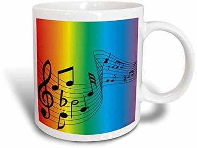 

3dRose Swirl of Rainbow Music, 11-Ounce Ceramic Mug(60 ml), Multicolor
