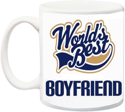 

ME&YOU Valentine's Day Gift For Boy Friend ; World's Best Boyfriend Blue Font Printed Ceramic Mug(325 ml), Multicolor