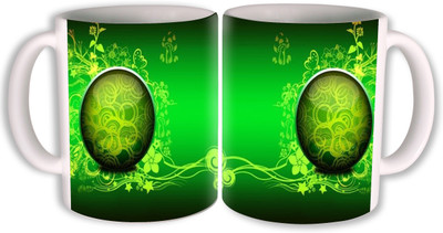 

PhotogiftsIndia earth in green design Ceramic Mug(350 ml, Pack of 2), Multicolor