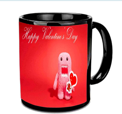 

Raj Laxmi Heart spongy valentine black Ceramic Mug(350 ml)
