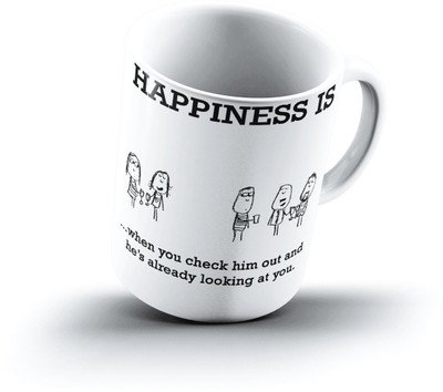 

Ucard Happiness Is1100 Bone China, Ceramic, Porcelain Mug(325 ml), Multicolor