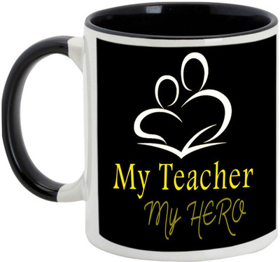 

AllUPrints My Teacher My Hero Ceramic Mug(325 ml), Black