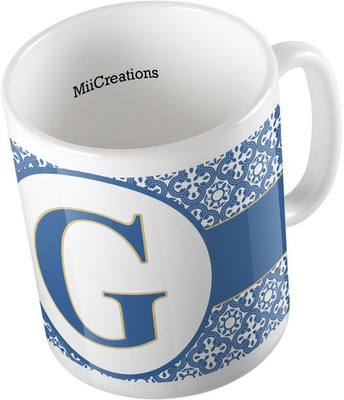 

MiiCreations Printed Alphabet Letter "G" Ceramic Mug(325 ml), Multicolor