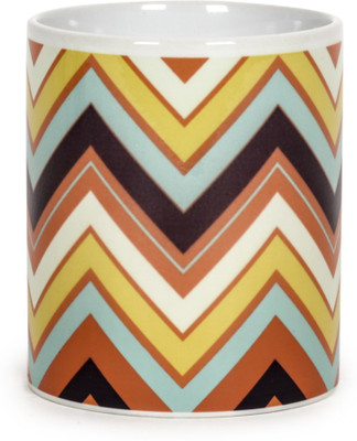 

Chumbak Pastel Chevron Ceramic Mug(300 ml), Multicolor