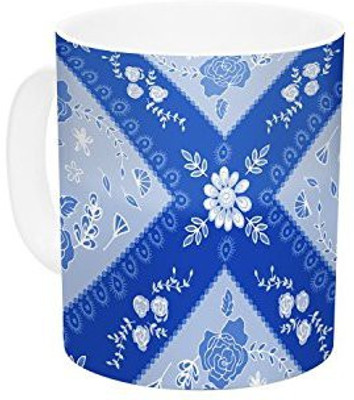 

Kess InHouse InHouse Anneline Sophia Diamonds Blue Aqua White Ceramic Coffee, 11 oz, Multicolor Ceramic Mug(60 ml)