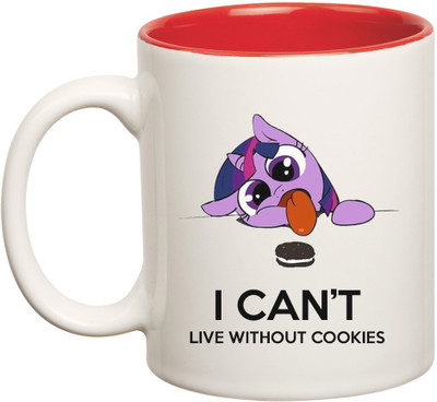 

HuppmeGift Cookie Lover Inner Red Ceramic Mug(350 ml), Red;white