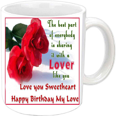 

Raj Laxmi 2 roses lovers b'day white mug Ceramic Mug(350 ml)