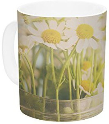 

Kess InHouse InHouse Laura Evans O Daisy Green Yellow Ceramic Coffee, 11 oz, Multicolor Ceramic Mug(60 ml)