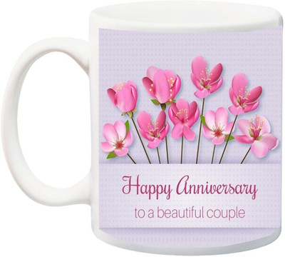 

ME&YOU Gift for Husband/Wife/Mom/Dad/Couples/Lover;Happy Anniversary to a beautiful couple printed Ceramic Mug(325 ml), Multicolor