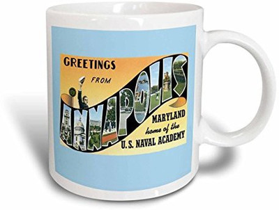 

3dRose mug_170080_1 Greetings from Annapolis Maryland Home of The Naval Academy Ceramic, 11 oz, White Ceramic Mug(60 ml), Multicolor