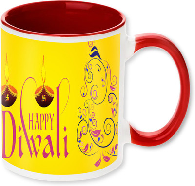 

Heyworlds happy diwali gifts 35 Ceramic Mug(325 ml), Multicolor