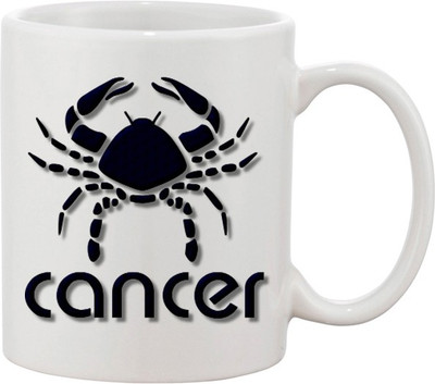 

Ashvah Cancer Black Ceramic Mug(350 ml), Multicolor