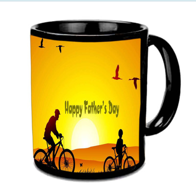 

Raj Laxmi Beautiful Sunset View Fathers day Wishes Multicolor Ceramic Mug(350 ml), Black