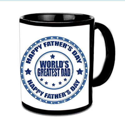 

Raj Laxmi World's Greatest Dad Multicolor Ceramic Mug(350 ml), Black