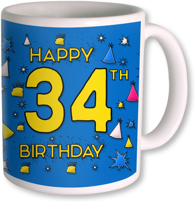 

PhotogiftsIndia 34th Happy Birthday Coffee Ceramic Mug(350 ml), White