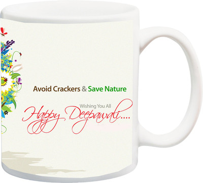 

ME&YOU Happy Diwali Gift Save Nature Message Ceramic Mug(325 ml), Multicolor