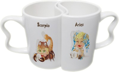 

Ucard Scorpio and Aries Zodiac Sign Valentines Day Couple Bone China, Ceramic, Porcelain Mug(325 ml), Multicolor