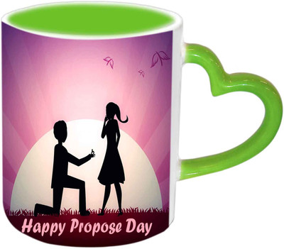 

Raj Laxmi Purple Propose Green Handle Valentine Ceramic Mug(350 ml)