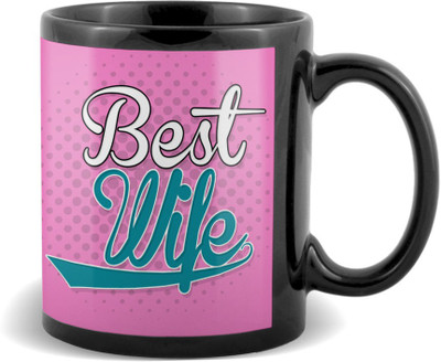 

SKY TRENDS Best Wife With Pink Floral Background unique Gifts For Birthday And Anniversary Black Coffee Ceramic Mug(320 ml)