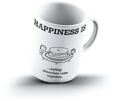 

Ucard Happiness Is1686 Bone China, Ceramic, Porcelain Mug(325 ml), Multicolor