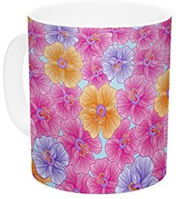 Kess InHouse InHouse Julia Grifol My Pink Garden Ceramic Coffee, 11 oz, Multicolor Ceramic Mug(60 ml)