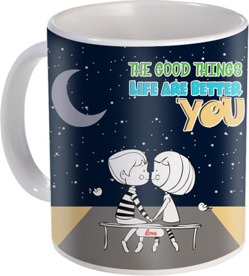 

SKY TRENDS Can't Help Falling in Love mug Best Gift for Valentine's Day, Her, Girlfriend,boy friend,husband, Wife,Birthday, Anniversary,Christmas or Any Holidays Design 035 Ceramic Mug(320 ml), Blue;white