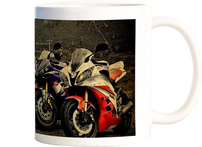 

Rangeele Inkers Cool Bikes Ceramic Mug(300 ml), Multicolor