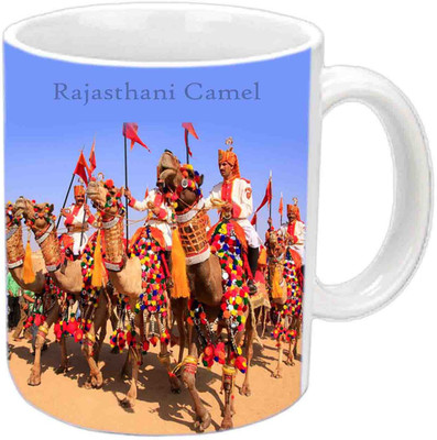 

Raj Laxmi Rajasthani camel white Ceramic Mug(350 ml)