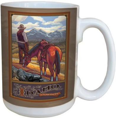 

Tree-Free Greetings Greetings 79370 Idaho Cowboy by Paul A. Lanquist Ceramic with Full-Sized Handle, 15-Ounce, Multicolored Ceramic Mug(60 ml), Multicolor