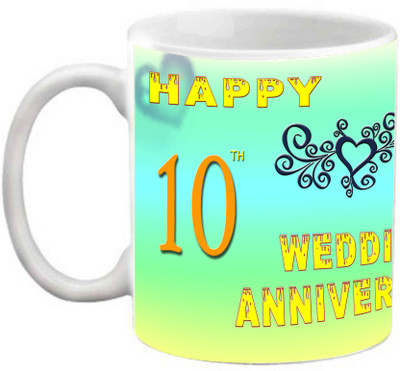 

EFW Happy 10th Wedding Anniversary 325ml Photo Personalized Ceramic Mug(325 ml), White