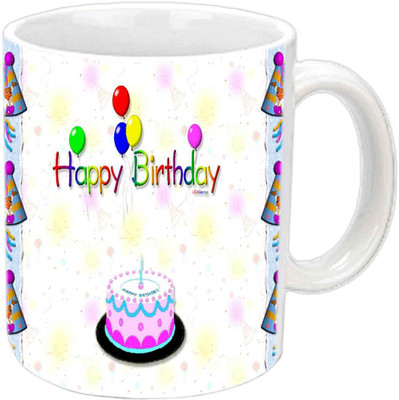 

Raj Laxmi colourfull cake b'day white mug Ceramic Mug(350 ml)