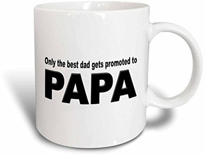 

3dRose Saying only The Best Dad Gets Promoted To Papa Ceramic, 11 oz, White Ceramic Mug(60 ml), Multicolor