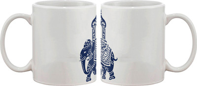 

Artifa Blue Indian Elephant Porcelain, Ceramic Mug(350 ml), Multicolor