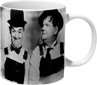

Mooch Wale Laurel & Hardy Busy Bodies Ceramic Mug(325 ml), Multicolor