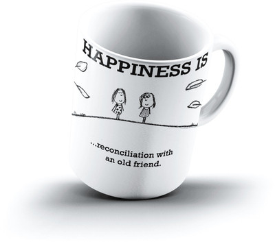 

Ucard Happiness Is2065 Bone China, Ceramic, Porcelain Mug(325 ml), Multicolor