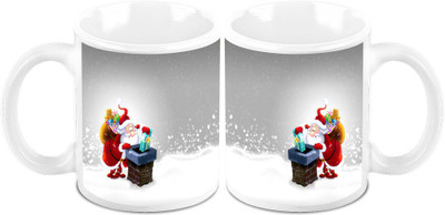 

Homesogood Gift From Santa Claus Ceramic Mug(325 ml, Pack of 2)