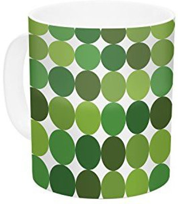 

Kess InHouse InHouse KESS Original Noblefur Green Dots Ceramic Coffee, 11 oz, Multicolor Ceramic Mug(60 ml)