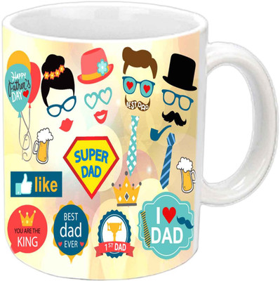 Raj Laxmi Sweet N Funny Design For fathers Day White Ceramic Mug(350 ml)
