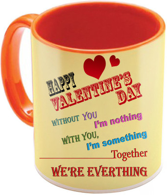 

SKY TRENDS Valentine Gift for Girlfriend Love Printed I Love U Forever Perfect for Her Him Wife Fiance Anniversary And Birthday STGD069 Ceramic Mug(325 ml), Orange