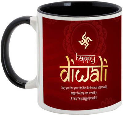 

AllUPrints Deepawali Gifts - Happy Diwali To All The Friends Ceramic Mug(325 ml), Black